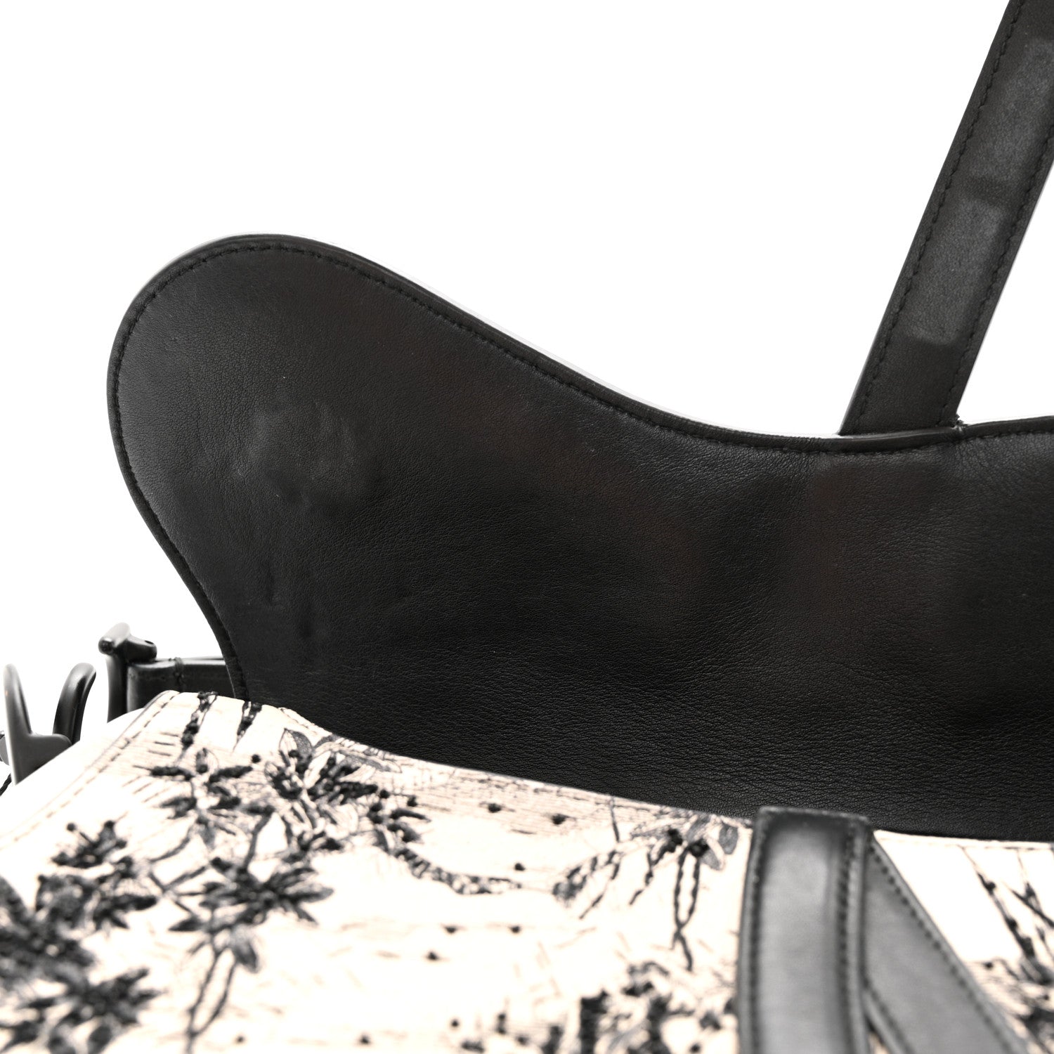Christian Dior Calfskin Embroidered Palm Tree Toile De Jouy Saddle Bag White Black 11 of 11