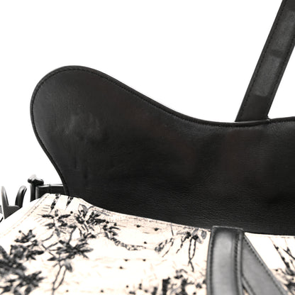 Christian Dior Calfskin Embroidered Palm Tree Toile De Jouy Saddle Bag White Black 11 of 11