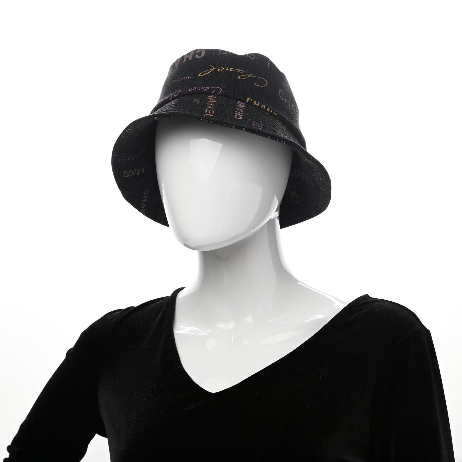 Chanel Denim Mood Cloche Bucket Hat S Black 2 of 8