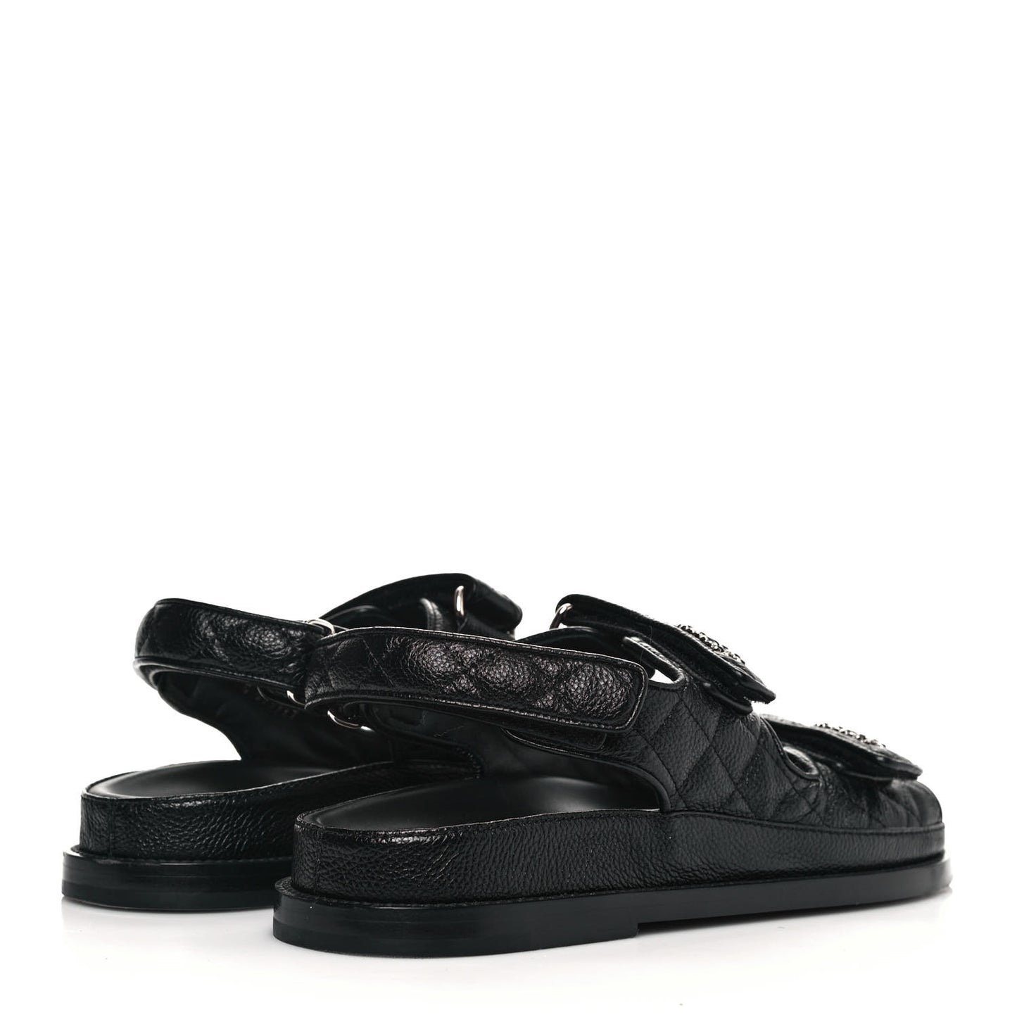 Grained Calfskin Velcro Dad Sandals 37.5 Black