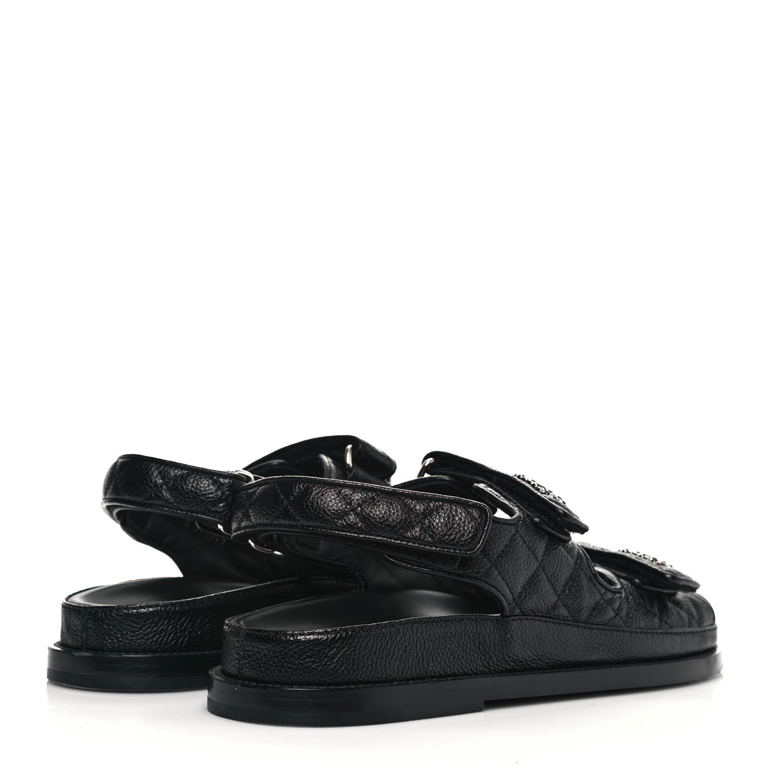 Chanel Grained Calfskin Velcro Dad Sandals 37.5 Black 4 of 8