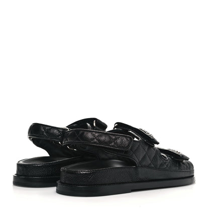 Chanel Grained Calfskin Velcro Dad Sandals 37.5 Black 4 of 8