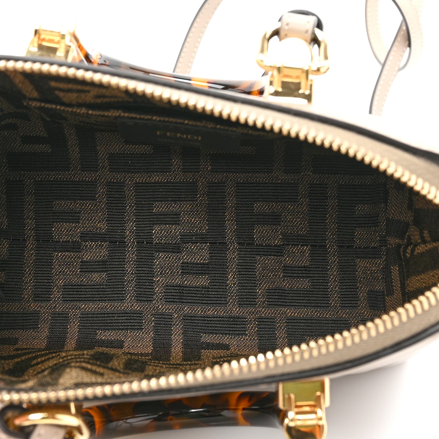 Vitello King Plexiglass Logo Embossed Mini By The Way Top Handle Boston Bag Tortora