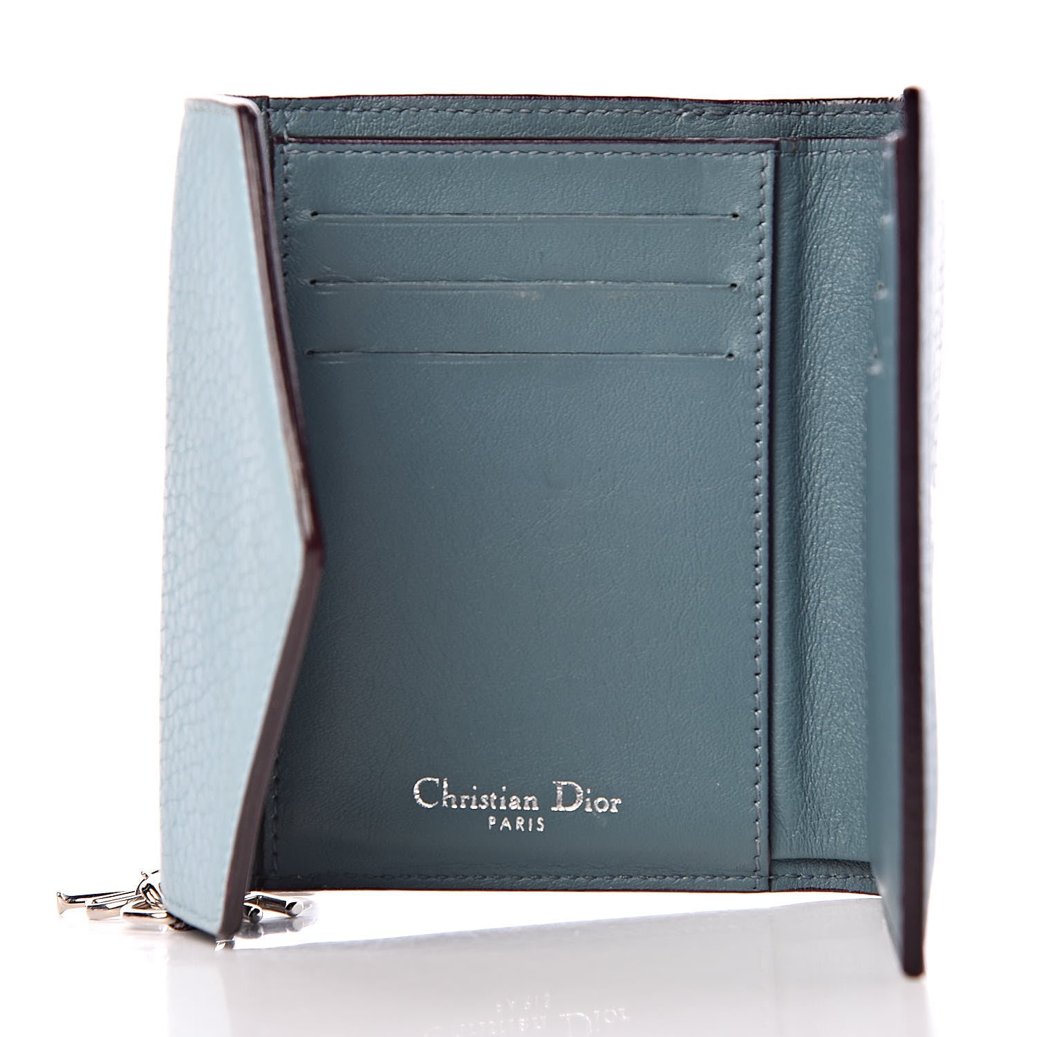 Christian Dior Bullcalf Diorissimo Medium Envelope Wallet Sky Blue 5 of 8