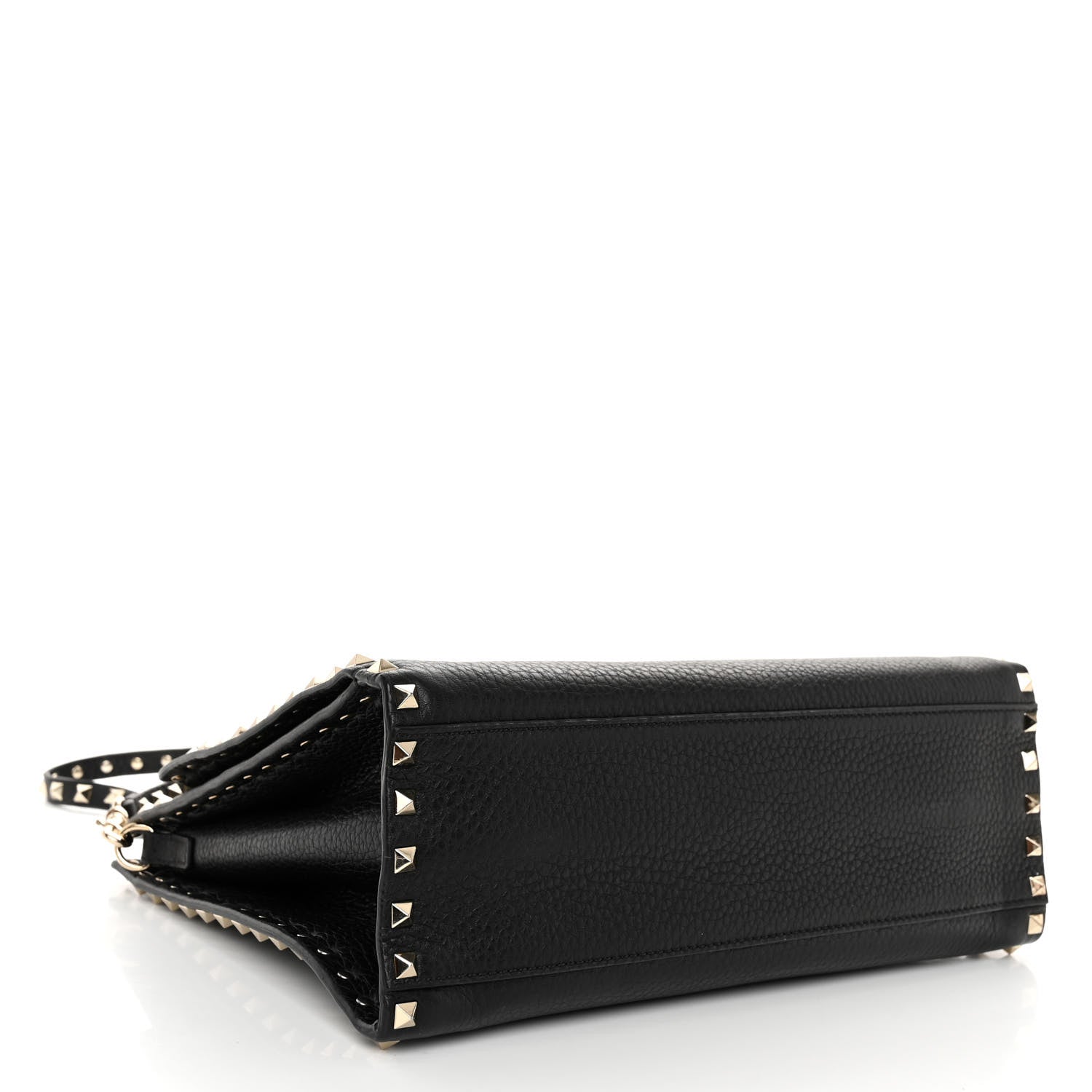 Valentino Garavani VALENTINO GARAVANI Grained Calfskin Rockstud Flip Lock Tote Black 4 of 11