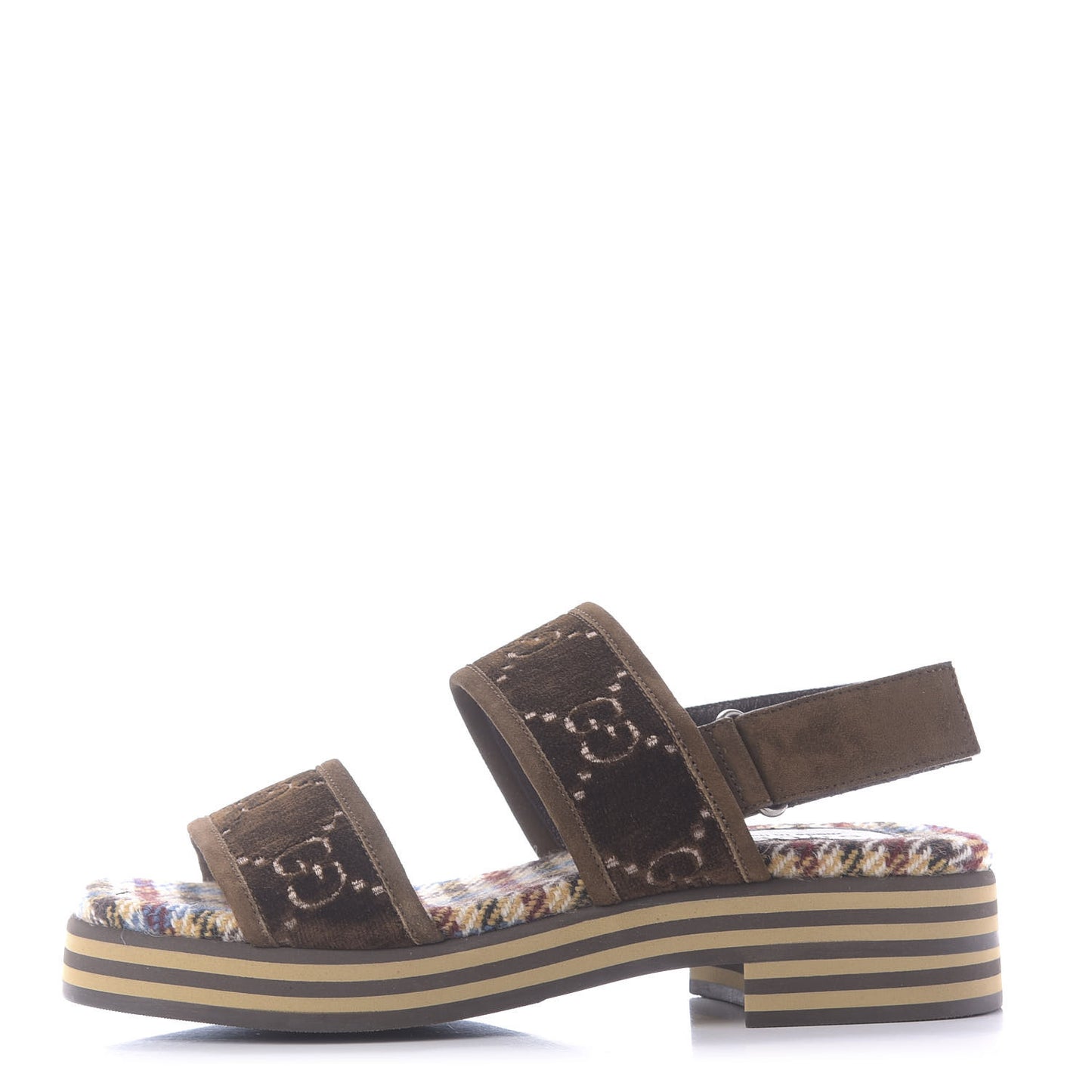 Velvet GG Monogram Suede Mens Platform Sandals 9 Coffee