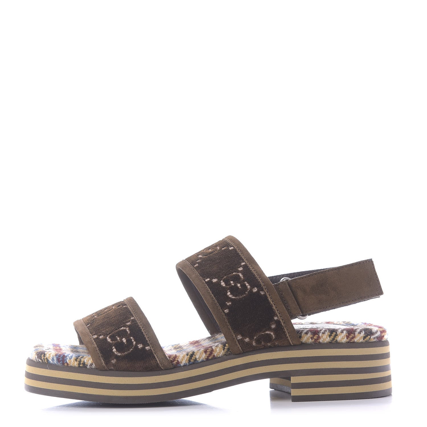 Gucci Velvet GG Monogram Suede Mens Platform Sandals 9 Coffee 1 of 11