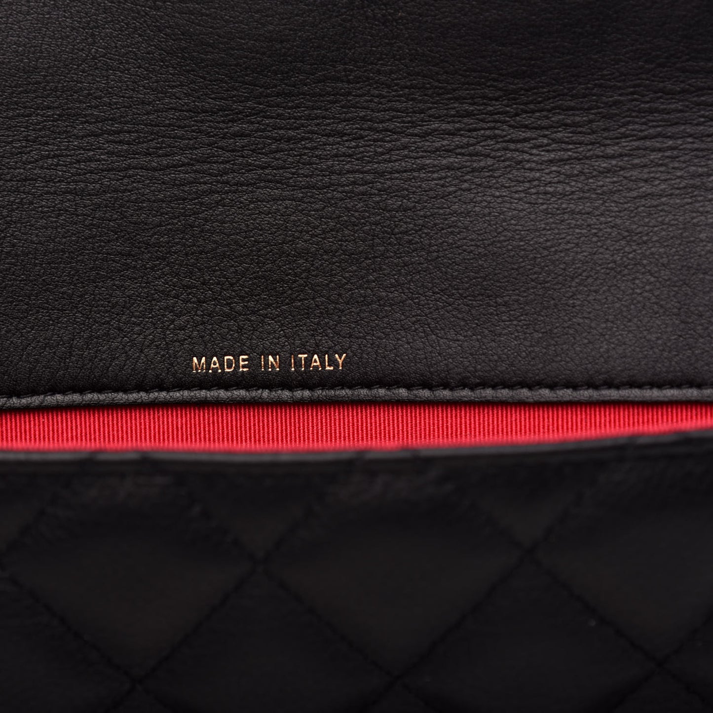 Calfskin Quilted Logo Flap Case Black