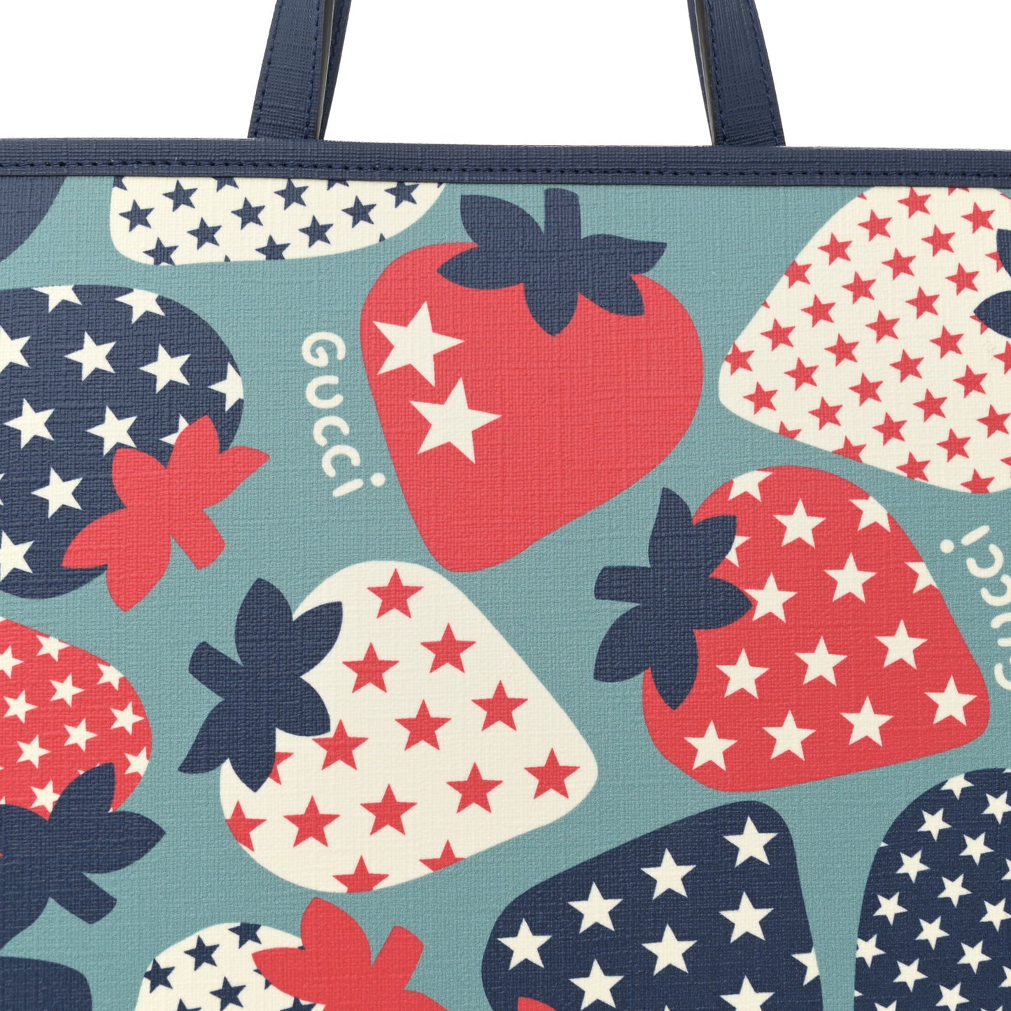 Coated Canvas Strawberry Stars Childrens Tote Red White Blue