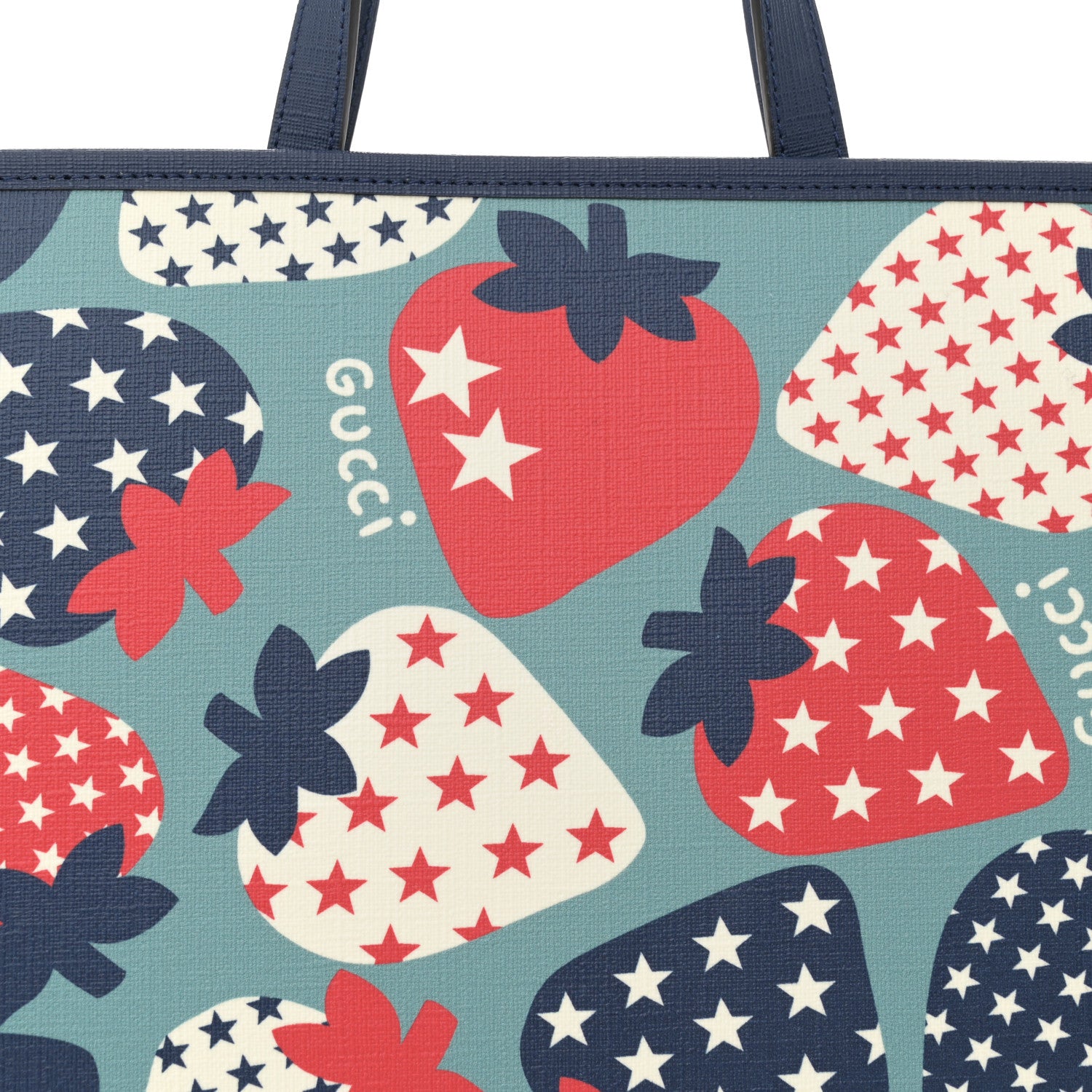 Gucci Coated Canvas Strawberry Stars Childrens Tote Red White Blue 8 of 10