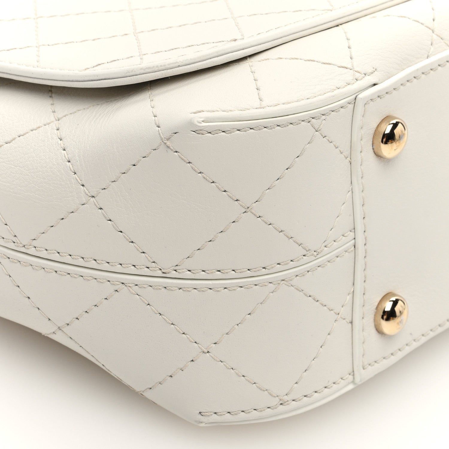 Chanel Calfskin Stitched Medium Covered CC Flap Bag White 9 of 10