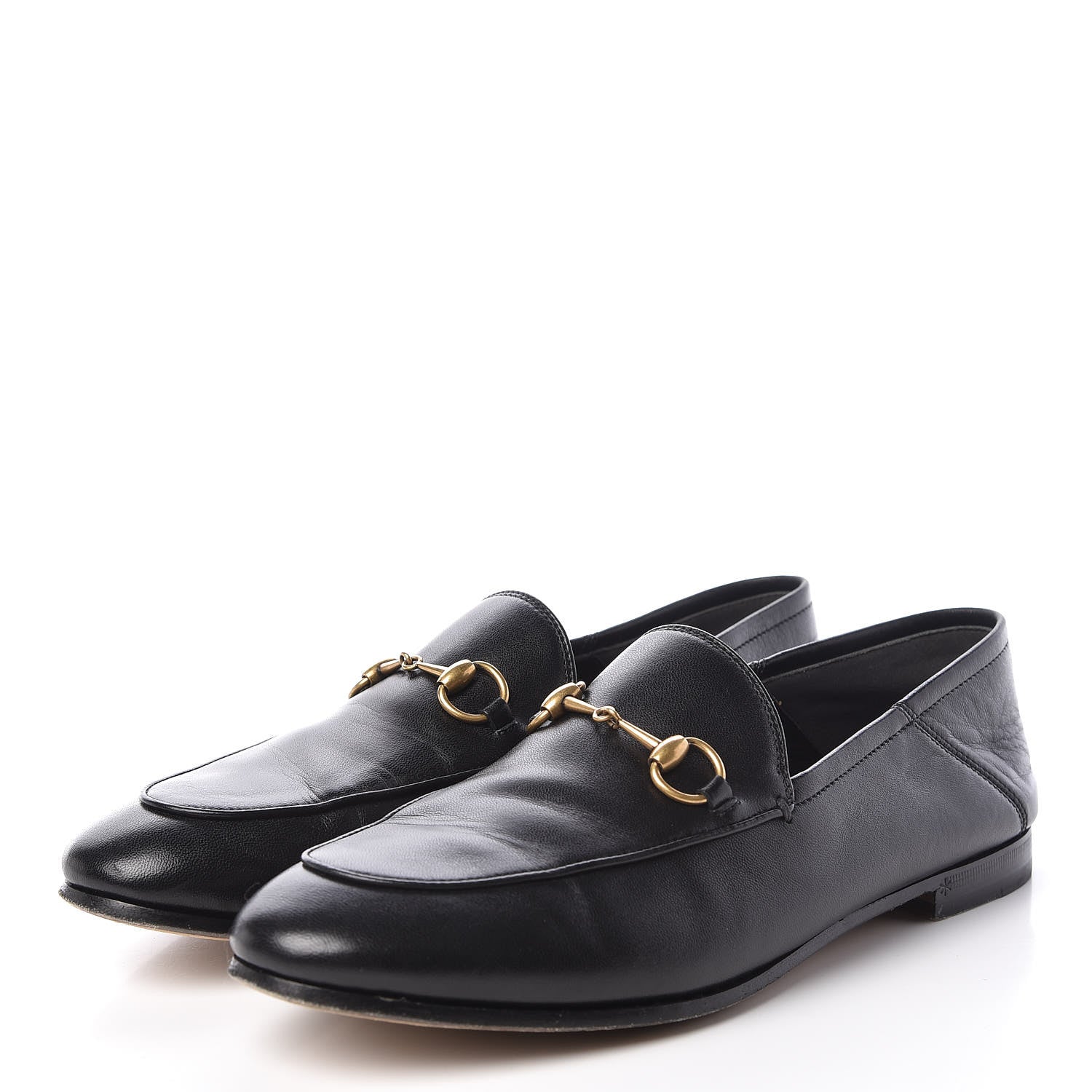 Gucci Lambskin Womens Brixton Horsebit Loafers 38 Black 3 of 13