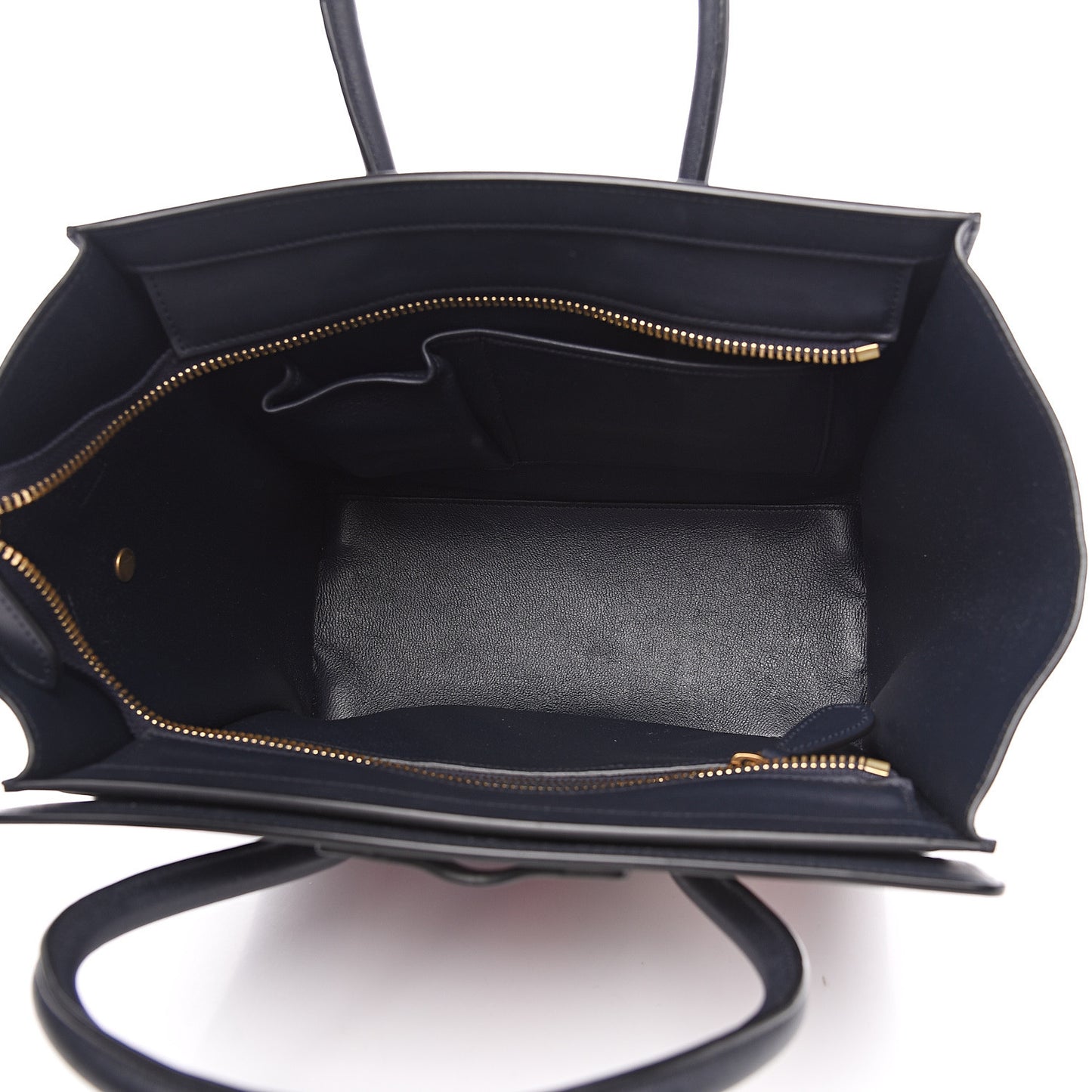 Smooth Calfskin Striped Canvas Micro Luggage Navy Blue
