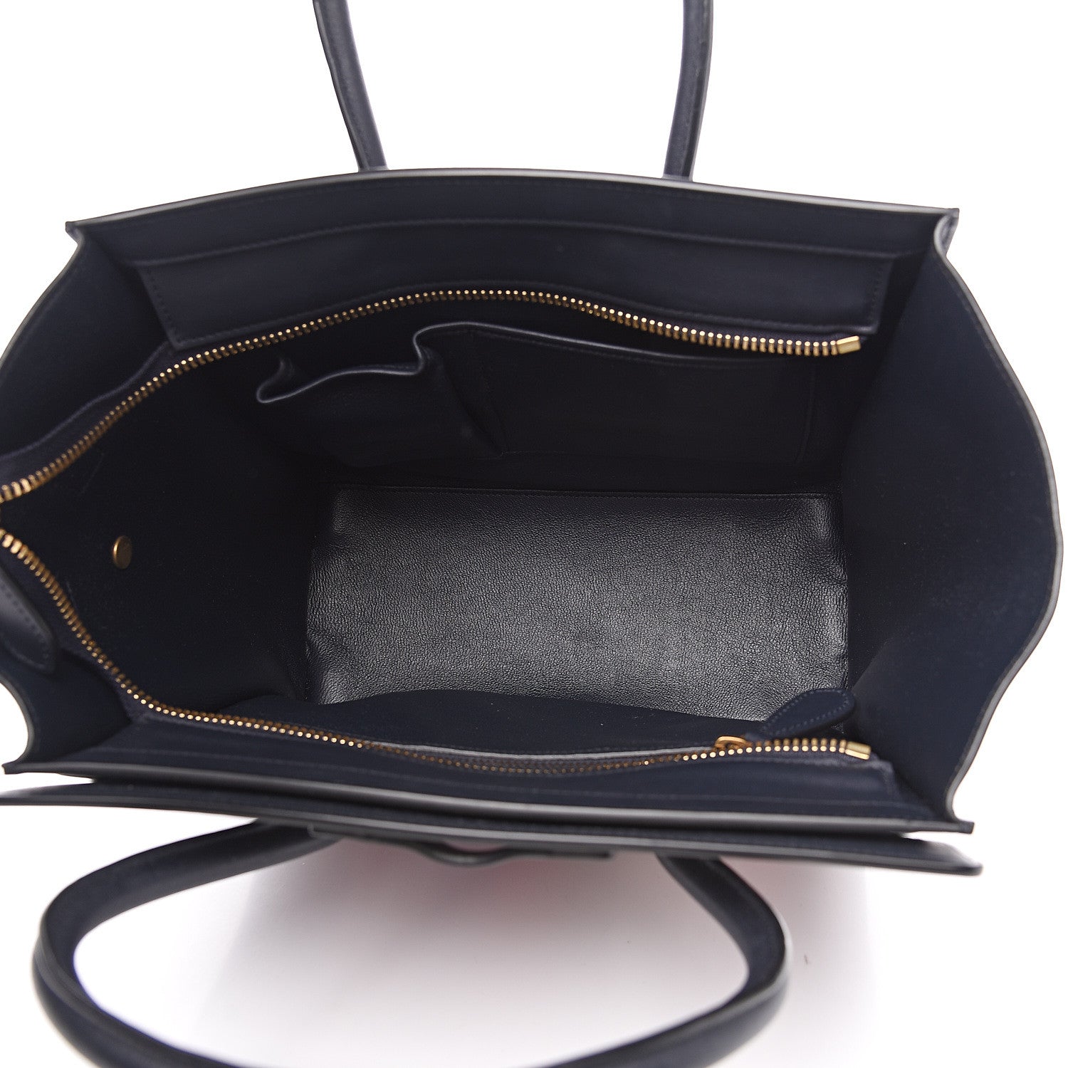 Celine Smooth Calfskin Striped Canvas Micro Luggage Navy Blue 4 of 13