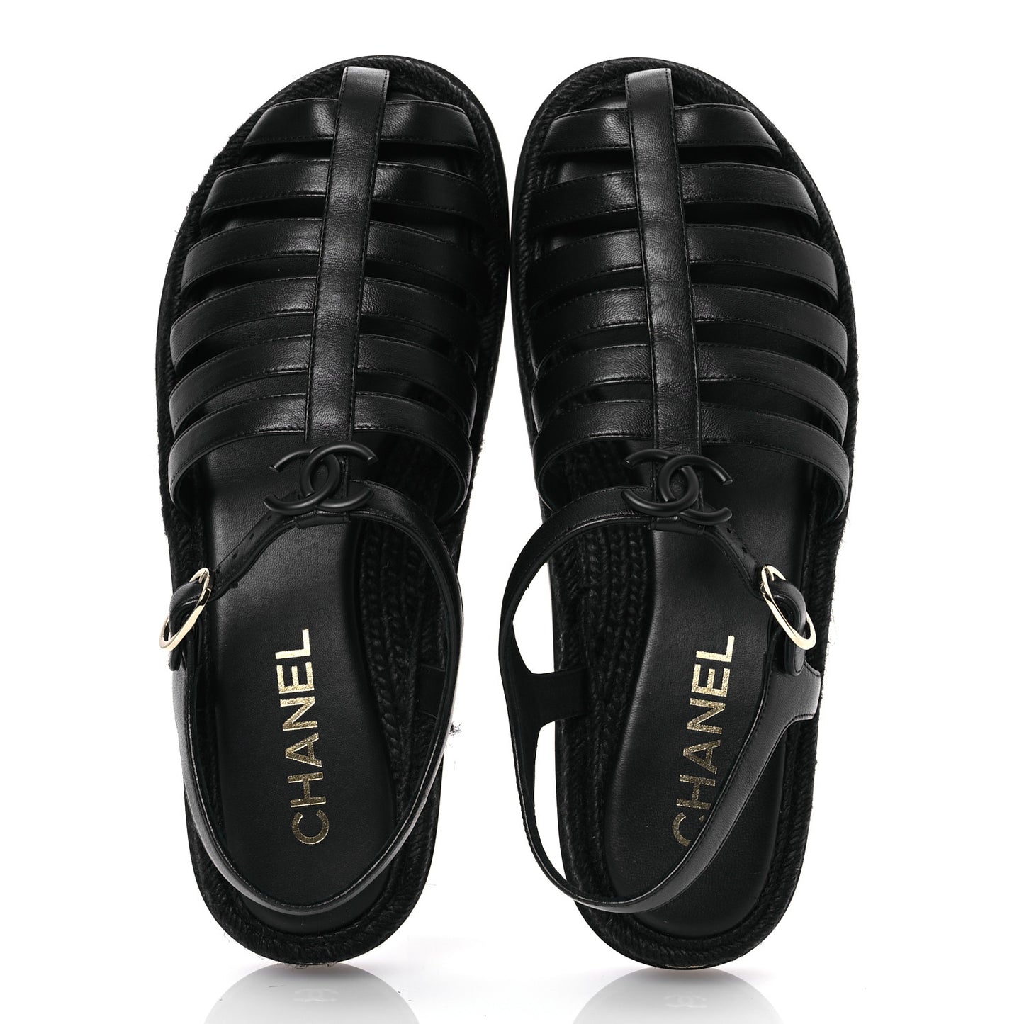 Lambskin Espadrille Sandals 41 Black