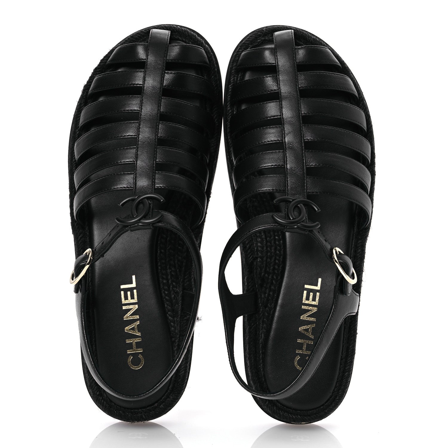 Chanel Lambskin Espadrille Sandals 41 Black 2 of 14