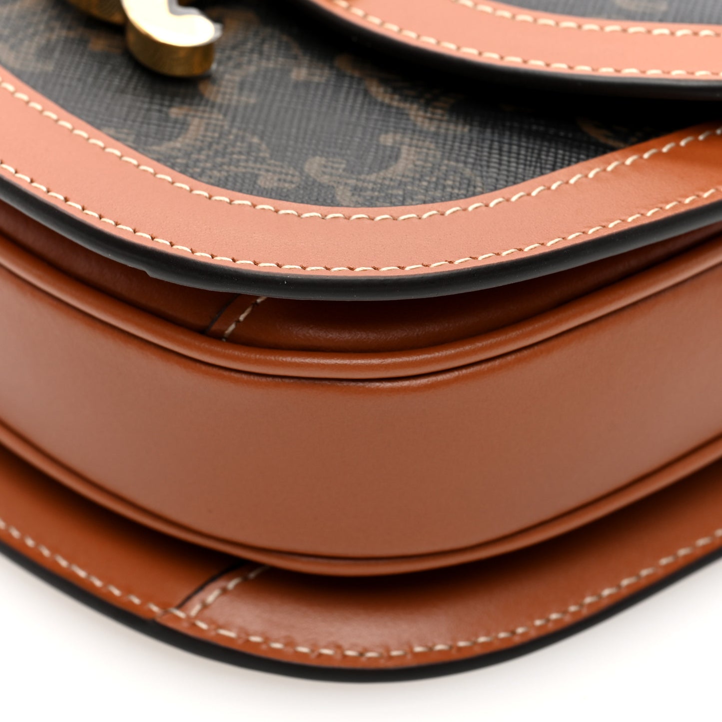 Canvas Calfskin Triomphe Mini Besace Clea Tan