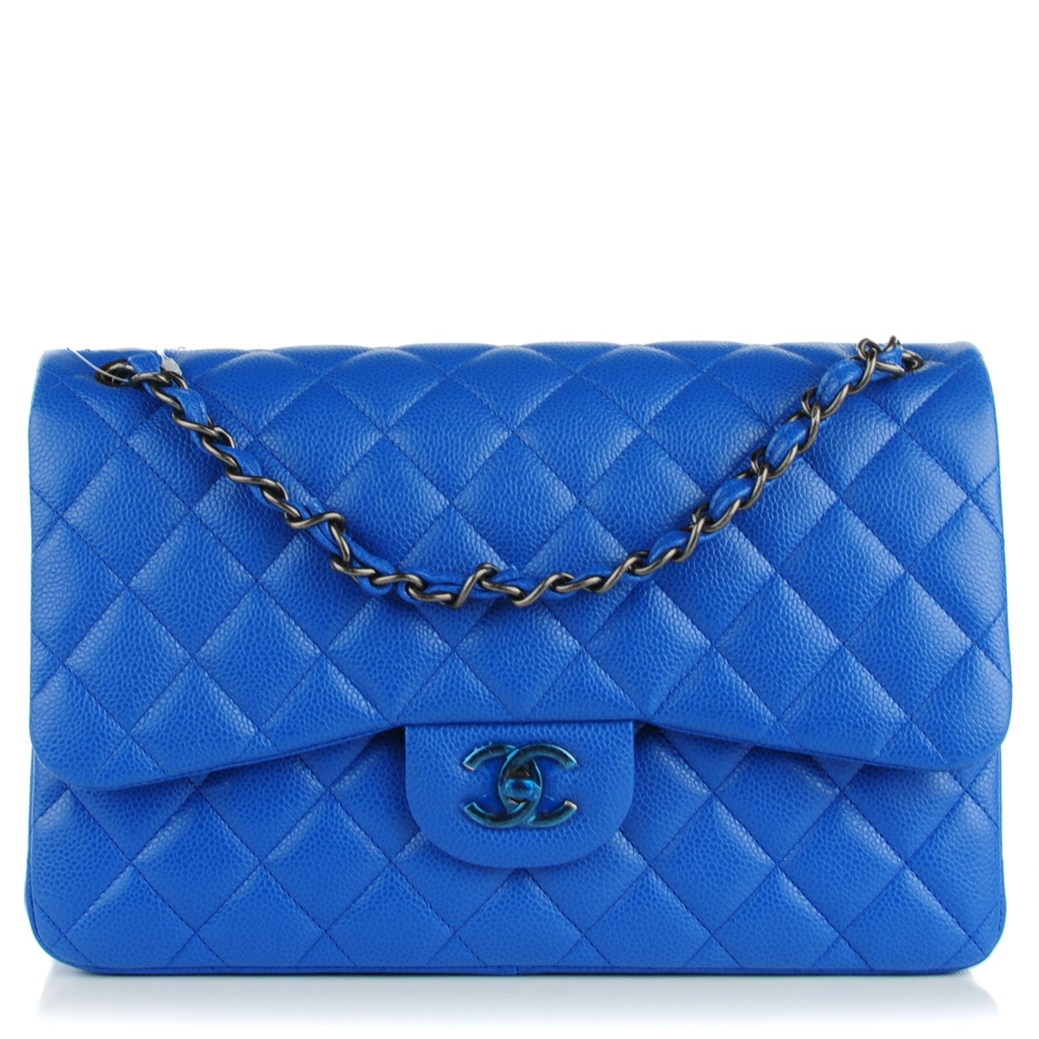 Chanel Caviar Quilted Jumbo Double Flap Blue 1 of 8