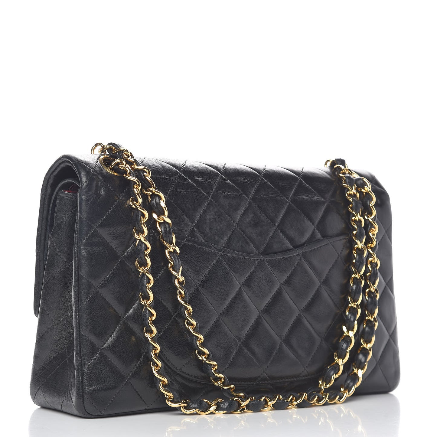 Lambskin Quilted Medium Double Flap Black