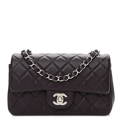 Chanel Lambskin Quilted Mini Rectangular Flap Dark Purple 1 of 9