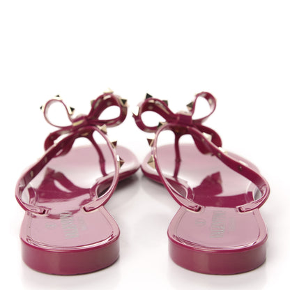 Valentino Garavani PVC Jelly Rockstud Bow Thong Sandals 41 Deep Cyclamin 5 of 9