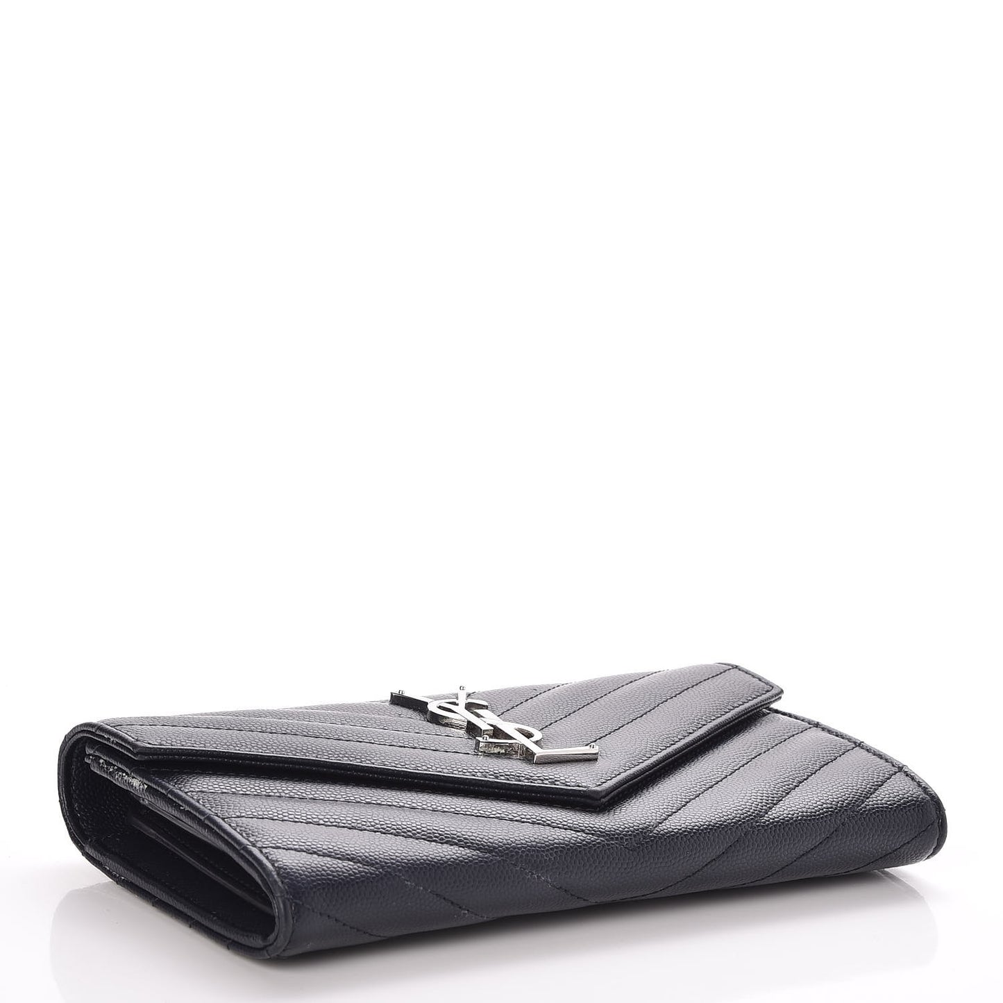 Grain De Poudre Matelasse Chevron Monogram Flap Wallet Navy