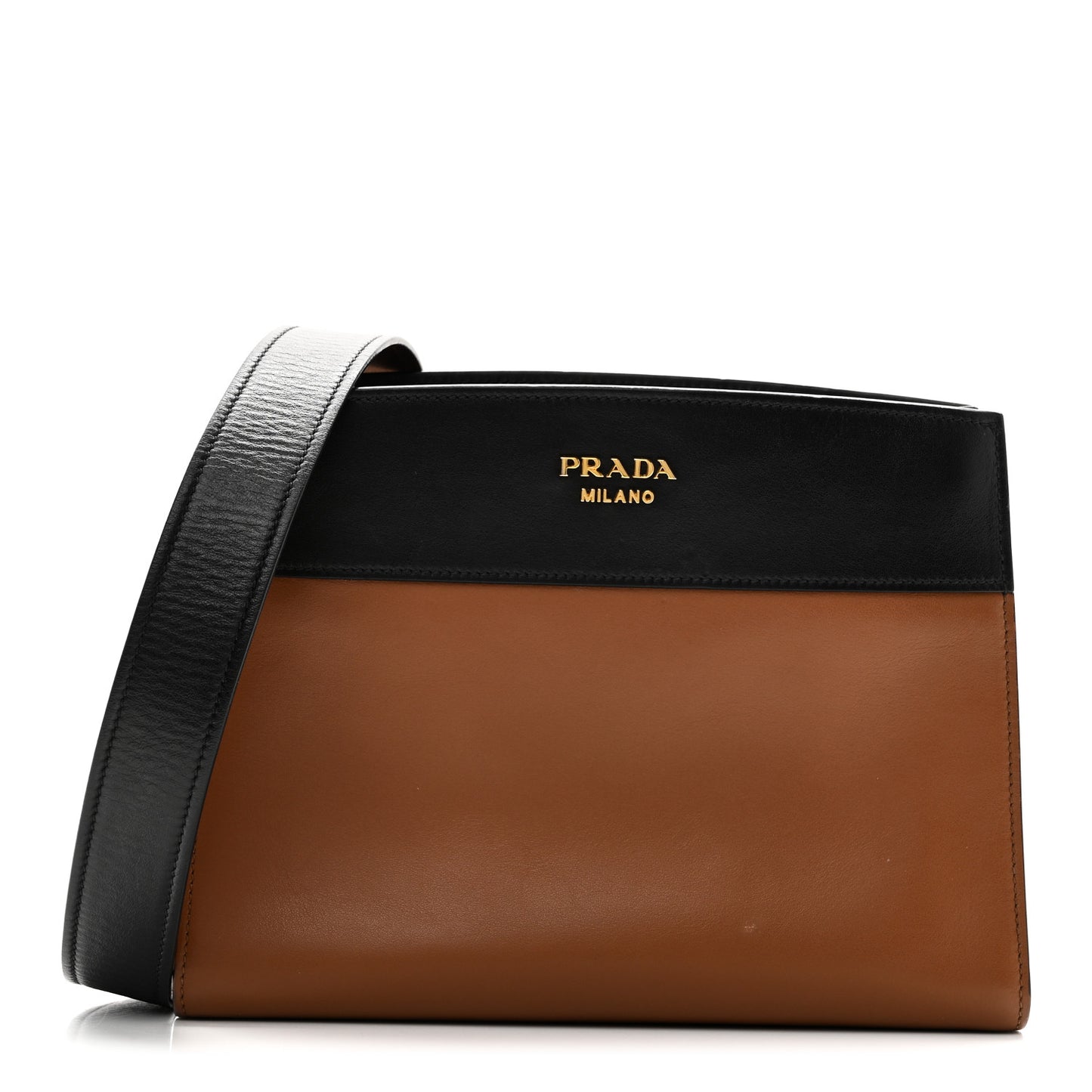 City Calf Esplanade Shoulder Bag  Caramel Black
