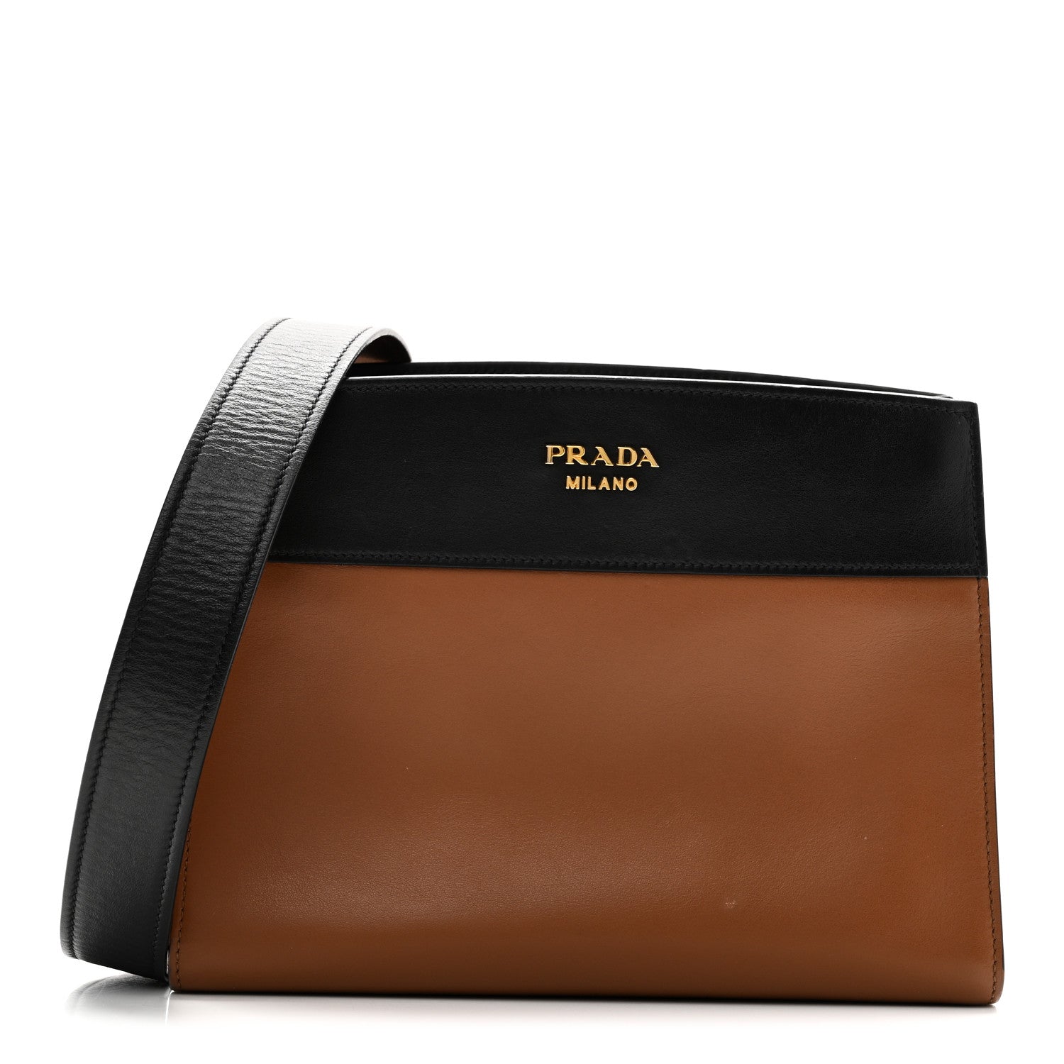 Prada City Calf Esplanade Shoulder Bag  Caramel Black 1 of 9