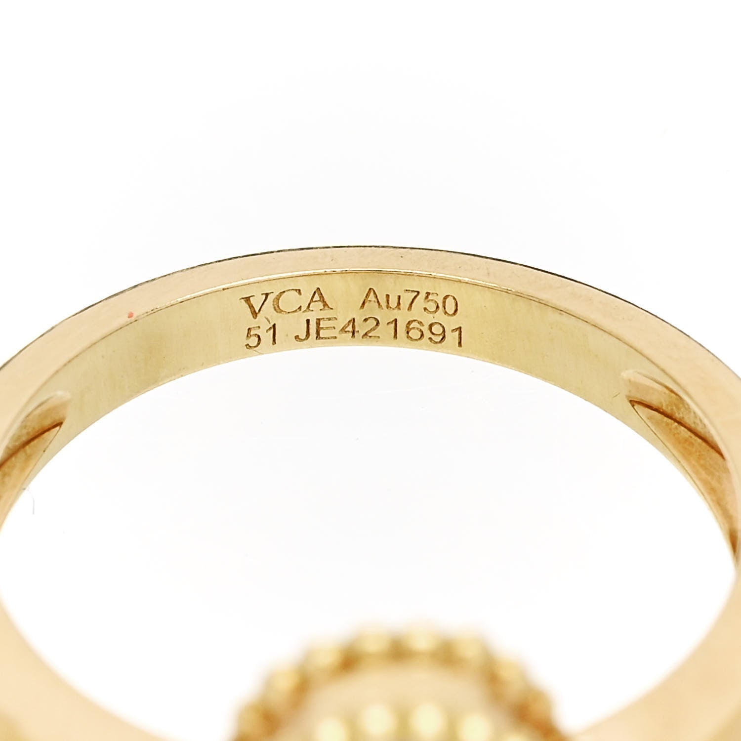 Van Cleef & Arpels 18K Yellow Gold Mother of Pearl Vintage Alhambra Ring 51 5.75 5 of 5