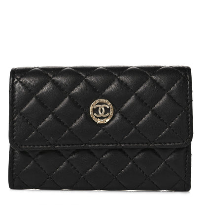 Chanel Lambskin Quilted Flap Card Holder Wallet Black 1 of 10