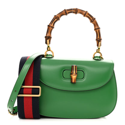 Gucci Boarded Dyana Lux Calfskin Web Small Bamboo 1947 Top Handle Bag Spring Green 3 of 10
