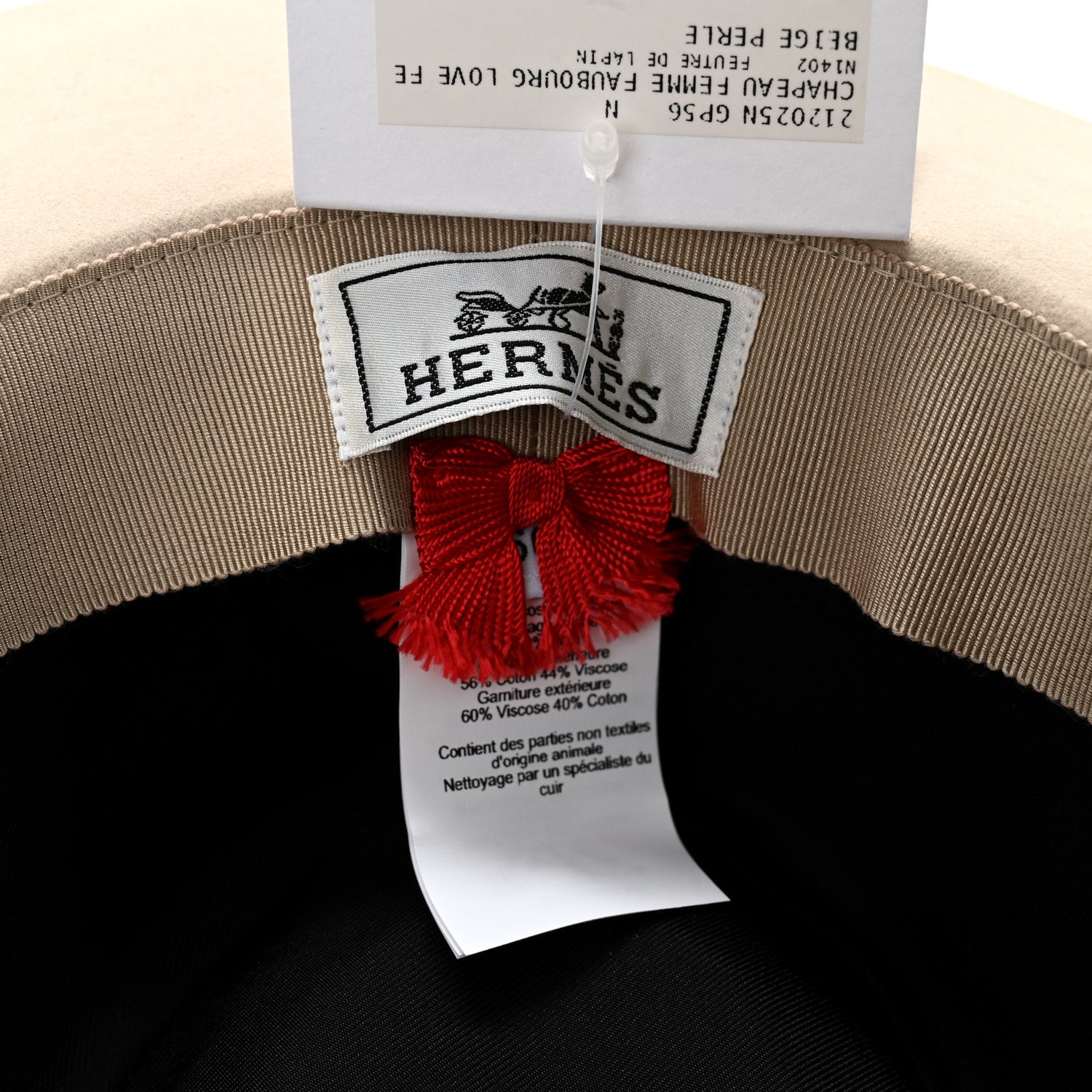 Hermes Rabbit Felt Coeur Hat 56 Beige Perle 8 of 8