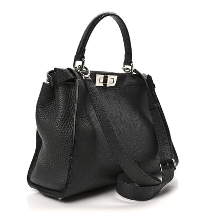 Fendi Cuoio Romano Selleria Bi-Color Medium Peekaboo Iconic Satchel Asfalto Latte 3 of 8