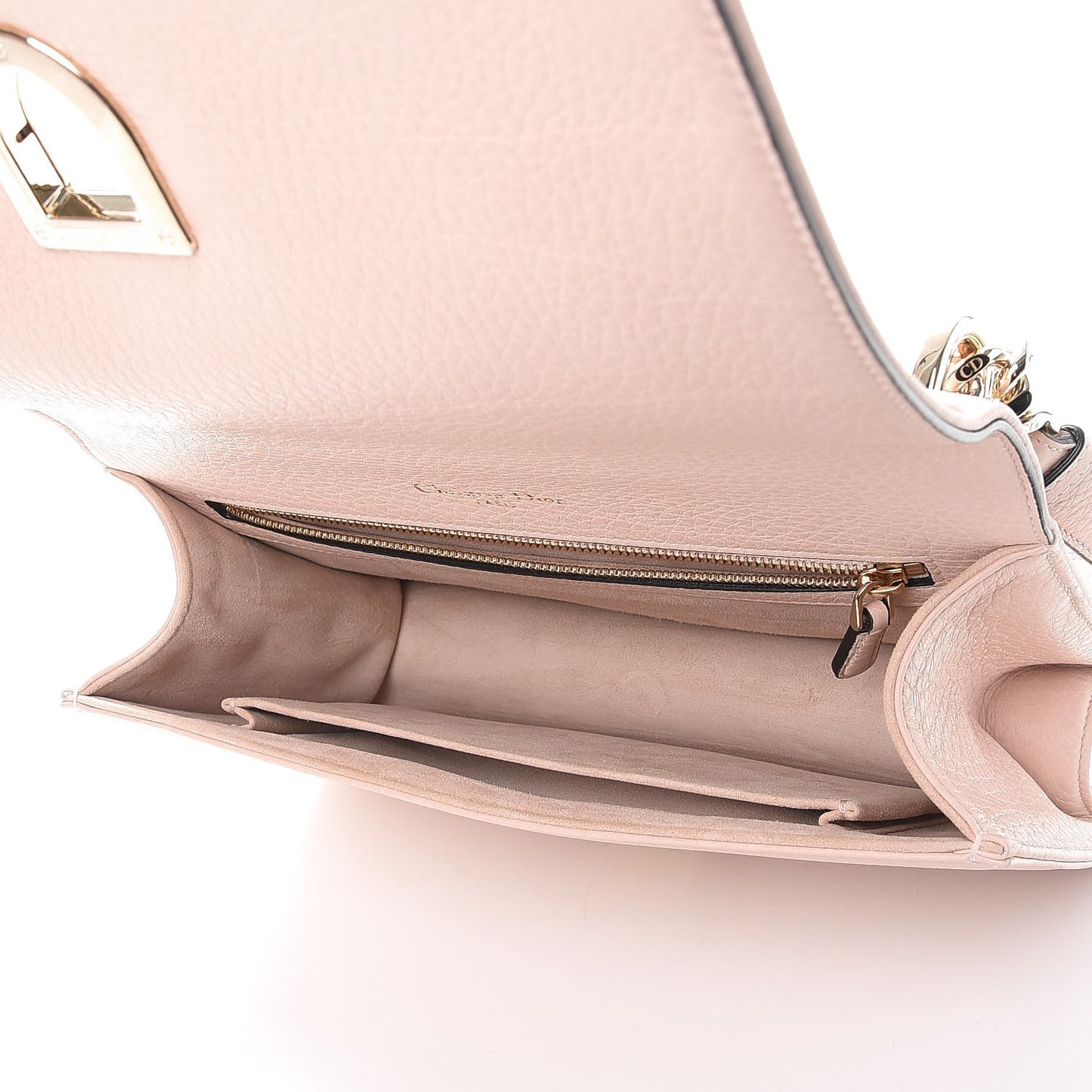 Grained Calfskin Medium Diorama Flap Bag Nude