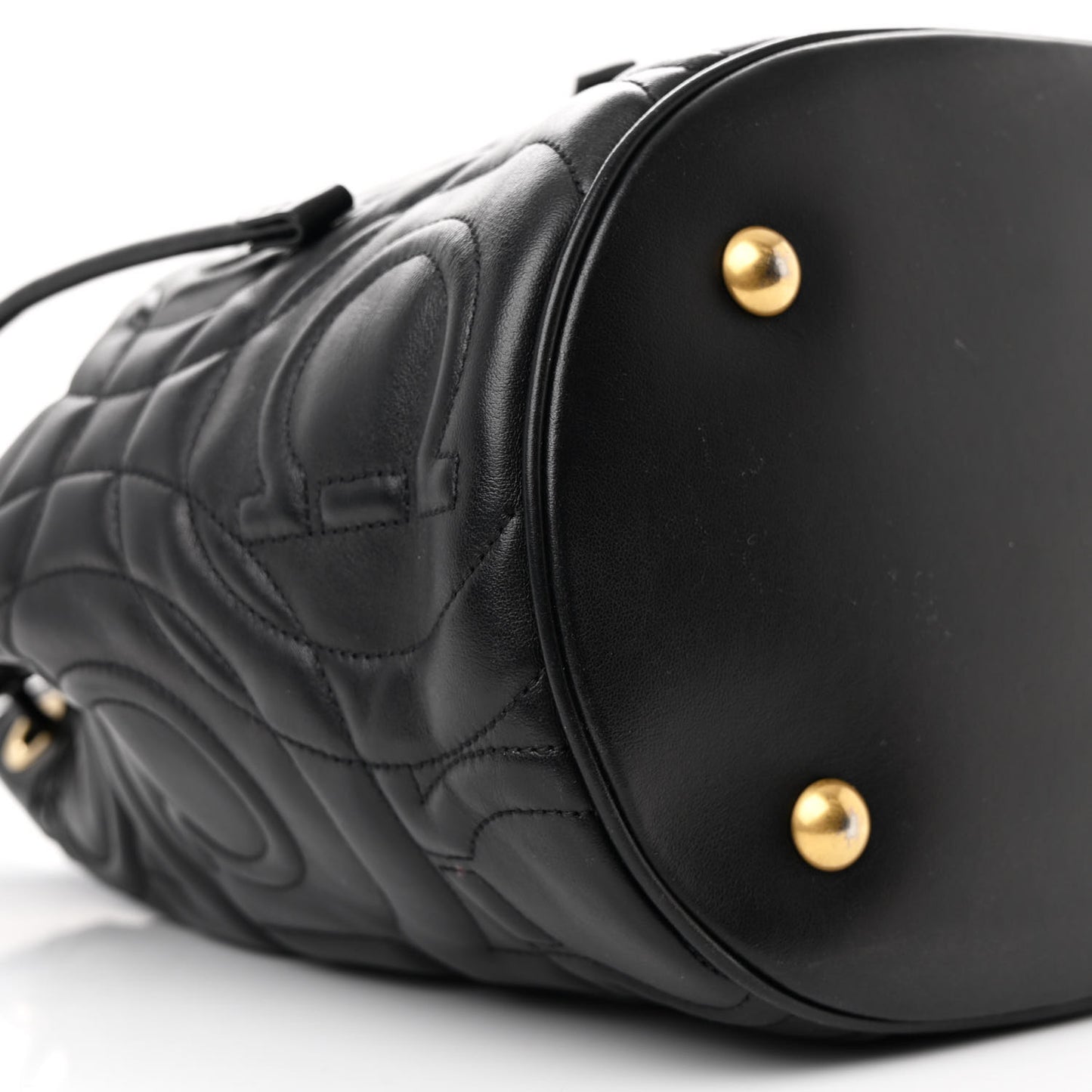 Calfskin Quilted Gancini Bucket Bag Black