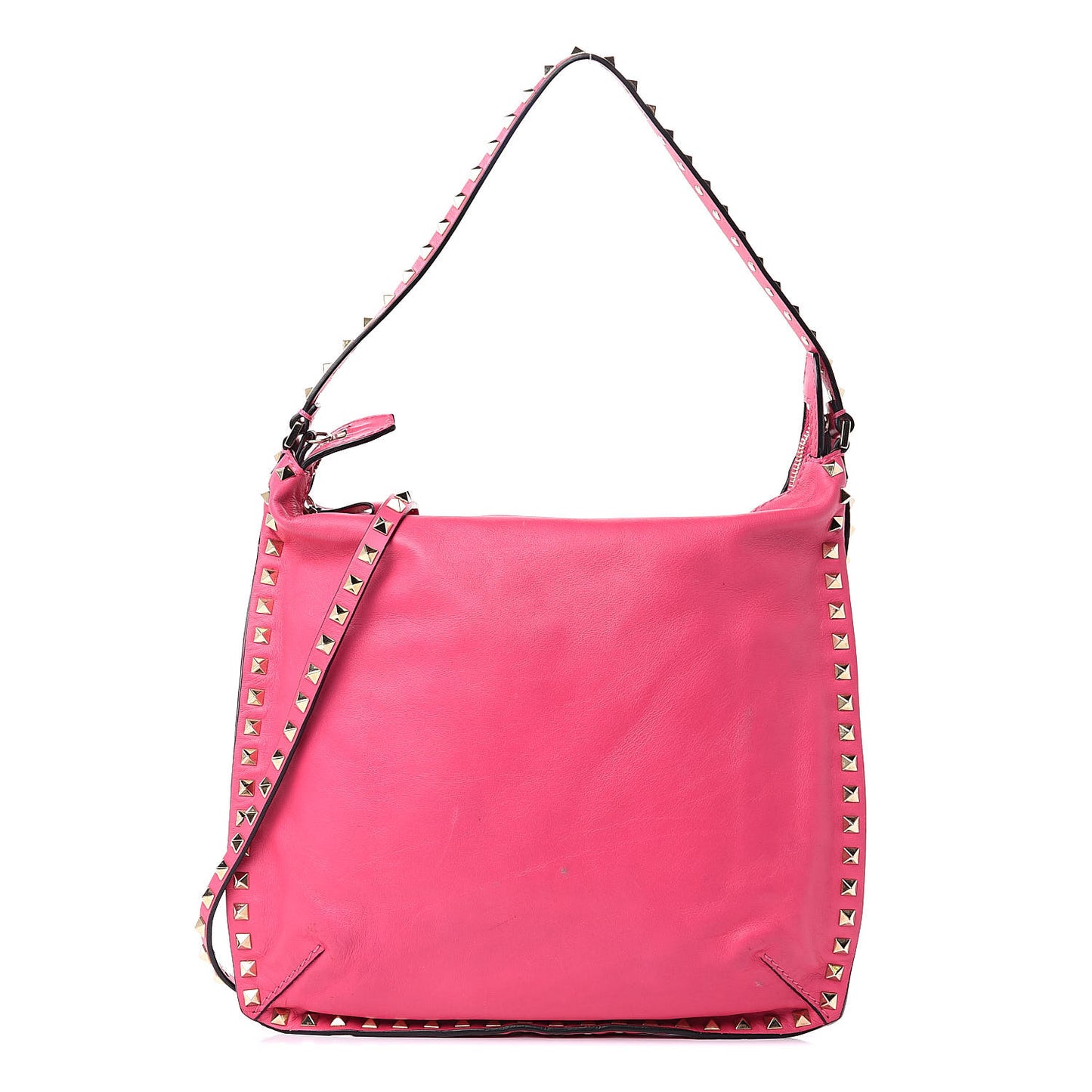 Vitello Small Rockstud Hobo Pop Fuxia