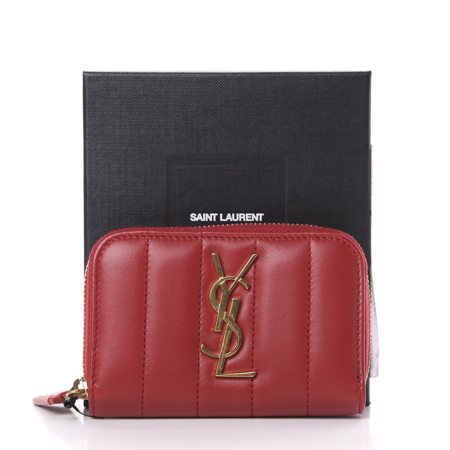 Lambskin Matelasse Monogram Vicky Zip Around Card Holder Rouge Eros