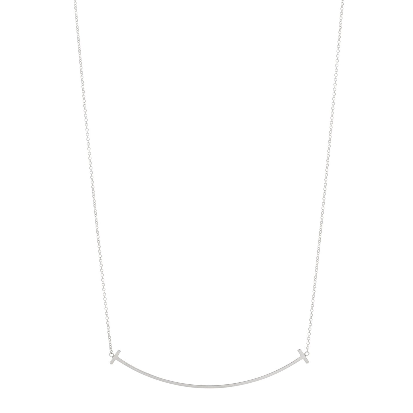 Sterling Silver Large T Smile Pendant Necklace