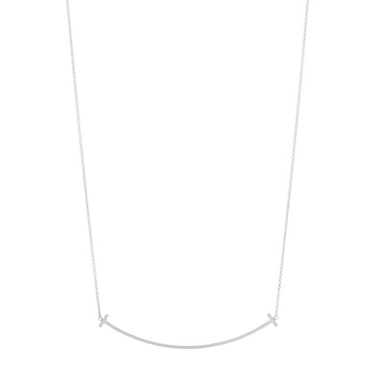 Tiffany Sterling Silver Large T Smile Pendant Necklace 1 of 3