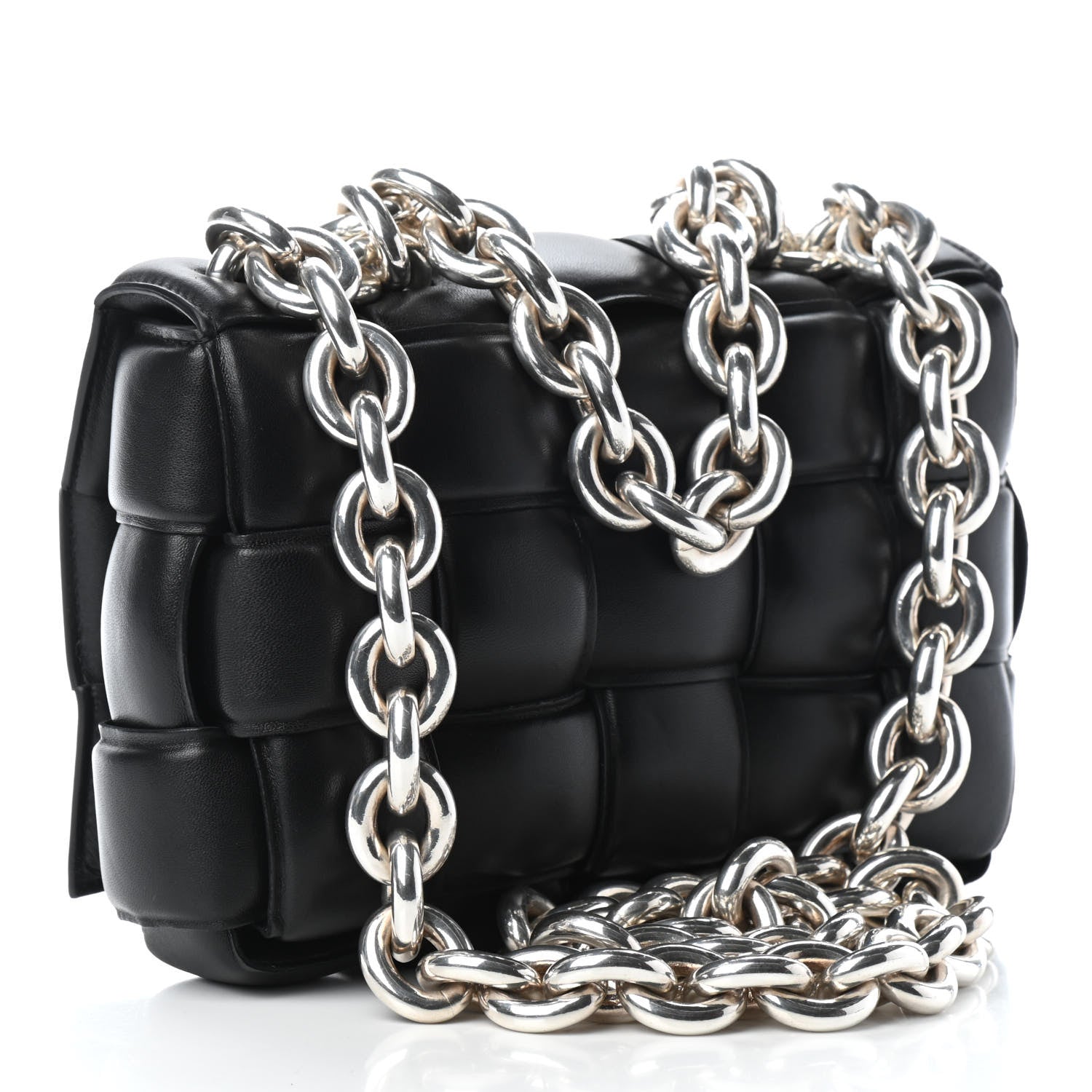 Bottega Veneta Lambskin Maxi Intreccio Padded Chain Cassette Crossbody Bag Black 3 of 8