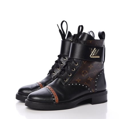 Louis Vuitton Calfskin Monogram Boyish Ranger Boots 39 Black 3 of 11