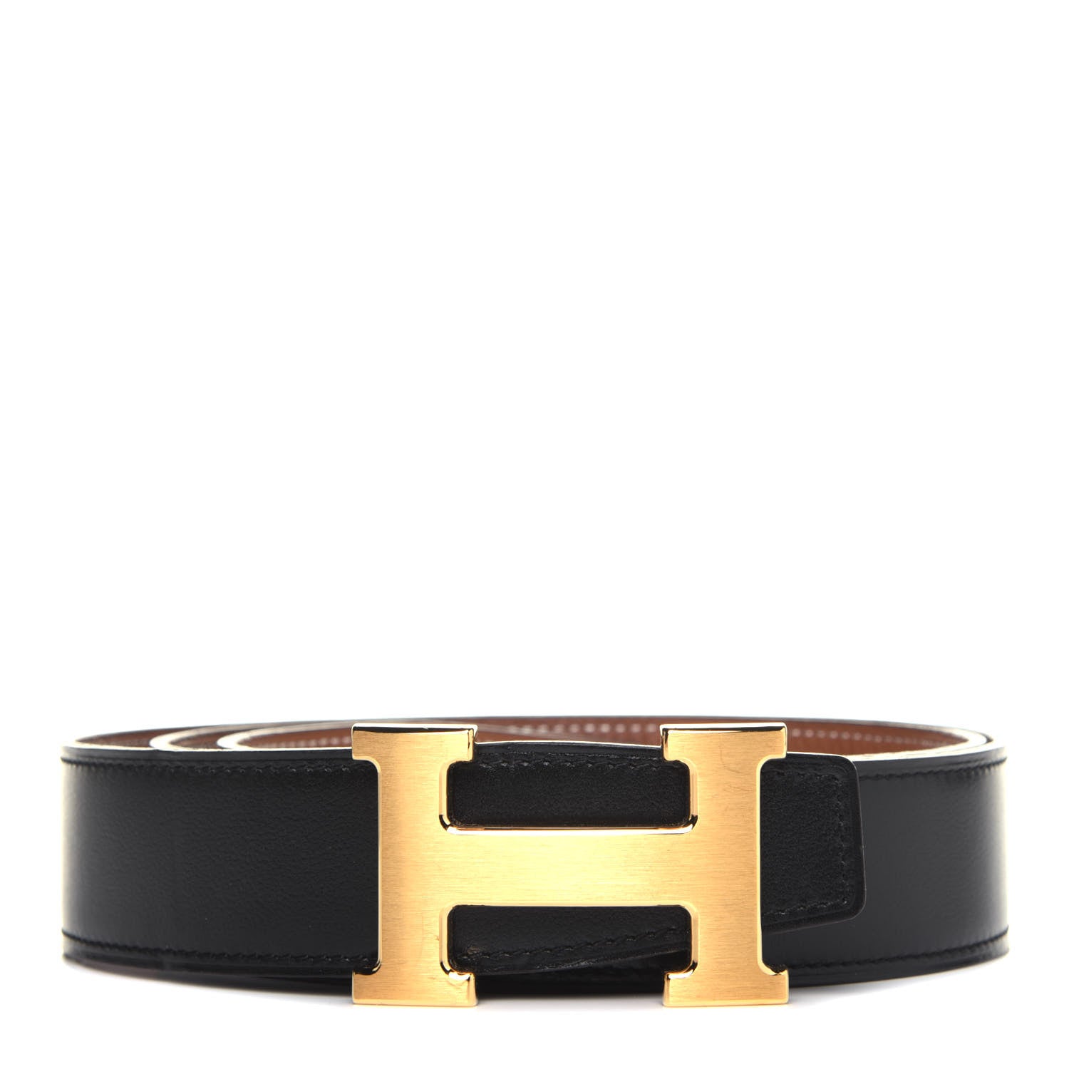 Hermes Box Togo 32mm H Belt 90 Black Gold 1 of 6