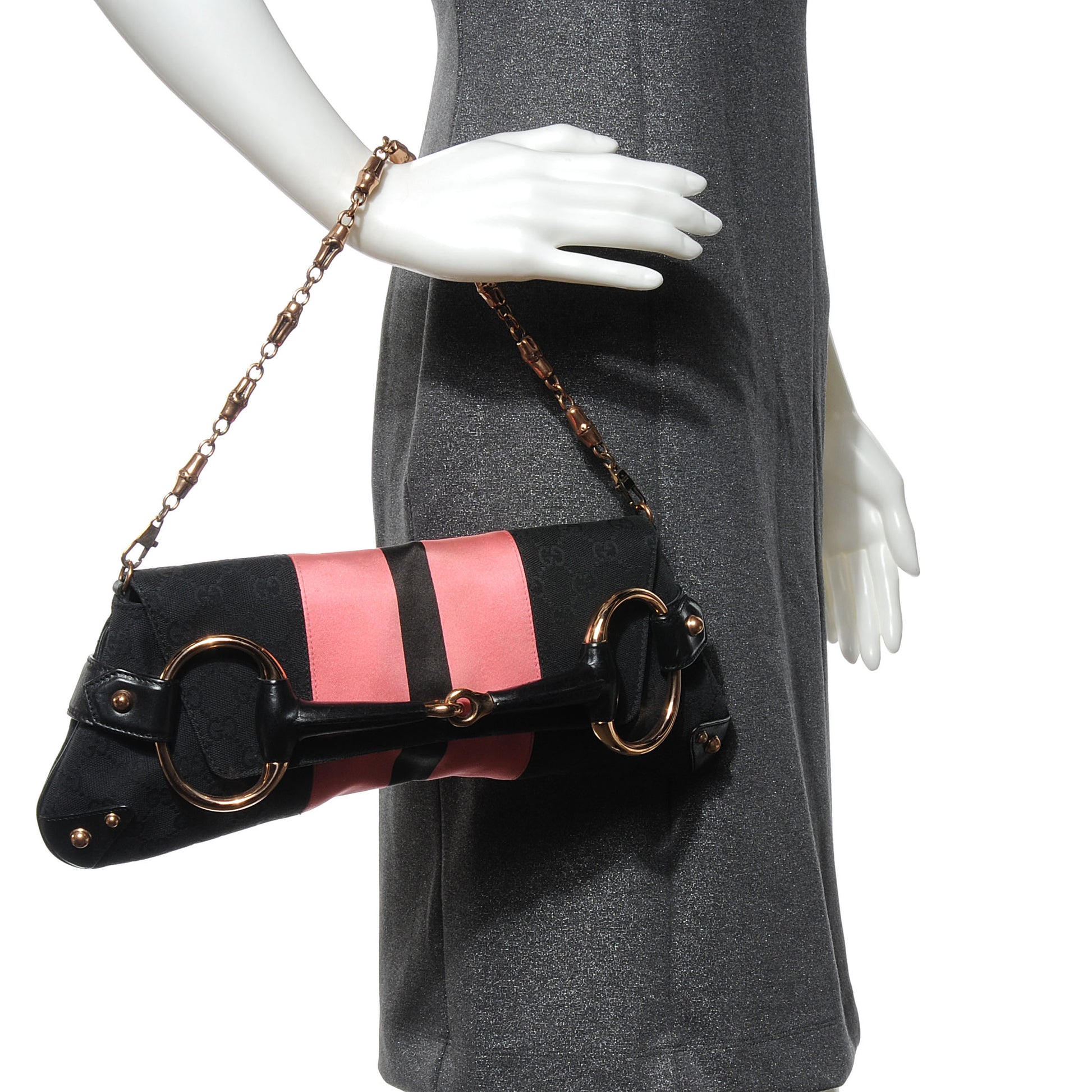 Gucci Monogram Horsebit Web Clutch Black 2 of 7