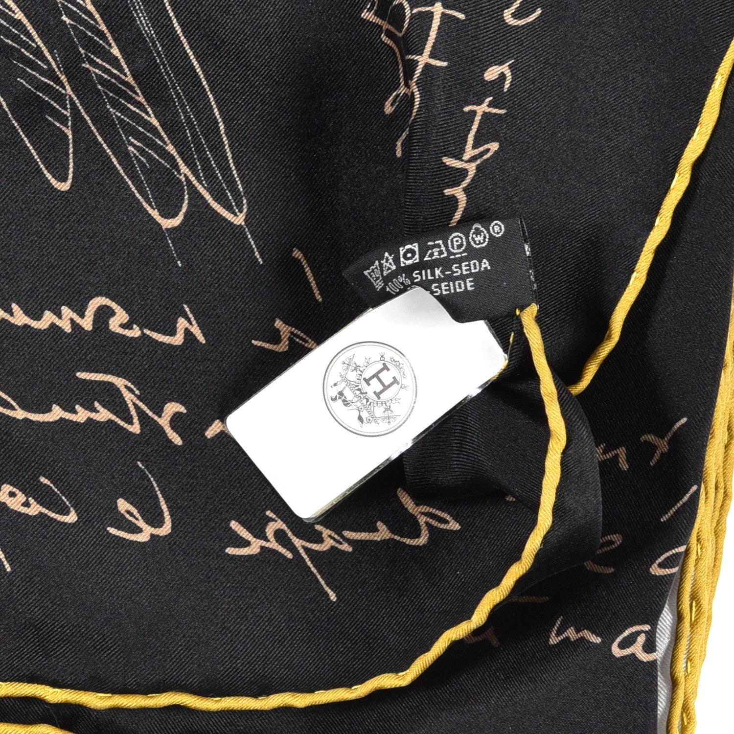 Hermes Silk Twill Le Pegase D Hermes Giant Scarf 140 Black White Or 5 of 6