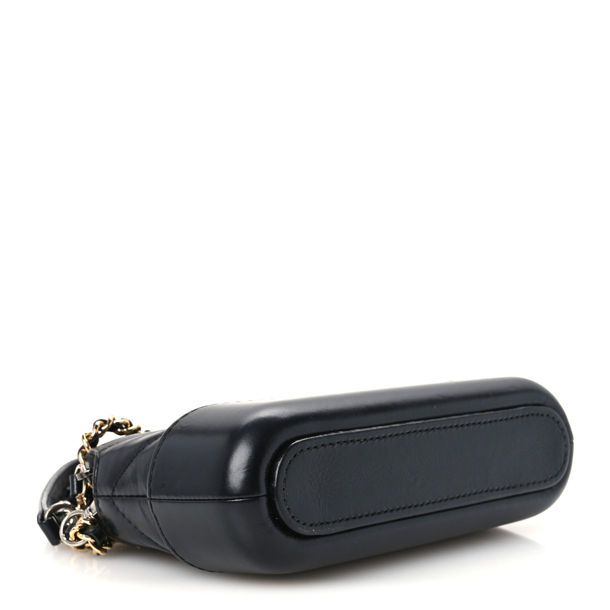 Aged Calfskin Chevron Quilted Small Gabrielle Clutch With Chain Black