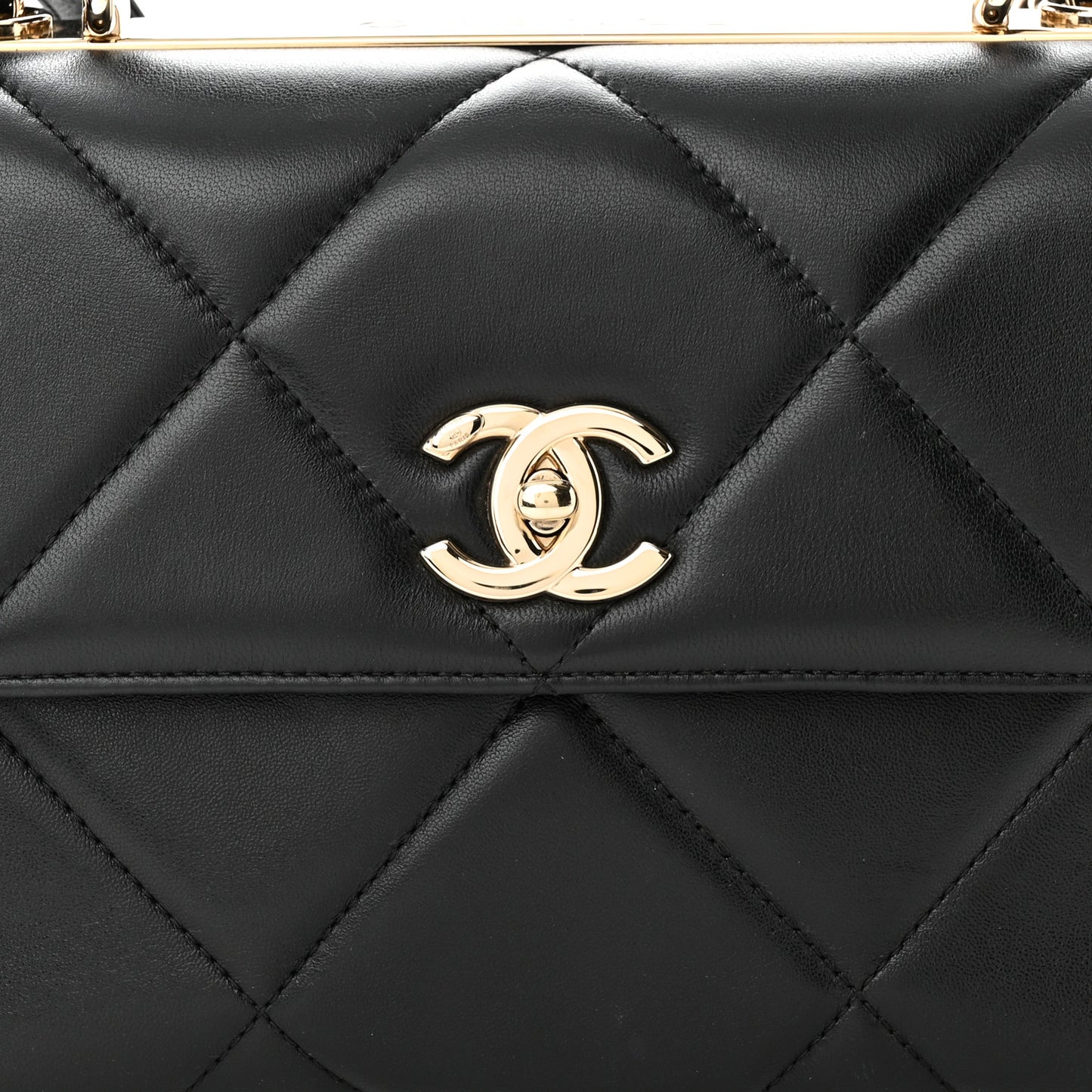 Lambskin Quilted Small Trendy CC Top Handle Flap Black