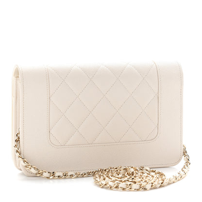 Chanel Caviar Quilted Vintage Mademoiselle Wallet On Chain WOC White 3 of 11