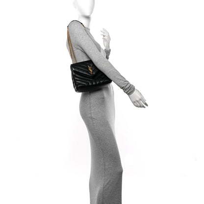 Saint Laurent Calfskin Y Quilted Monogram Small Loulou Chain Satchel Black 2 of 11