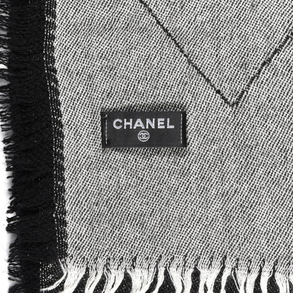 Chanel Cashmere Silk Quilted CC Logo Stole Black 4 of 4