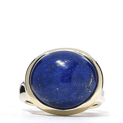 Tiffany 18K Yellow Gold Lapis 15mm Elsa Peretti Cabochon Ring 52 6 1 of 5